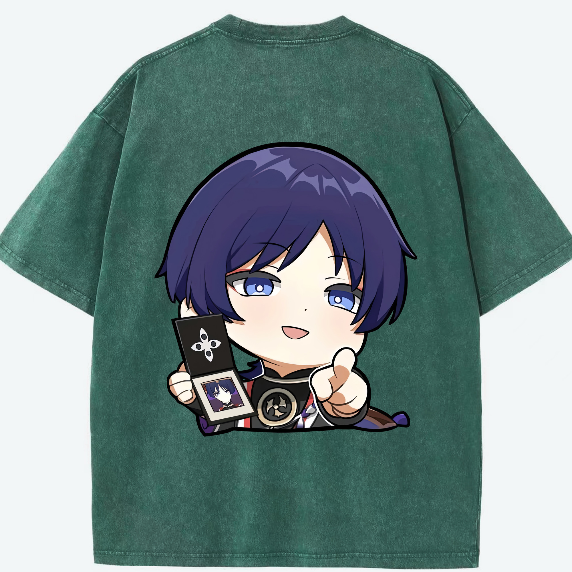 げんし神 さんペい genshin Sanpei 綿100% ヴィンテージ風 半袖Tシャツ（背面プリント）
